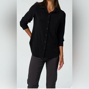 Franne Golde Black Harlow Button-Up Shirt size L NWT